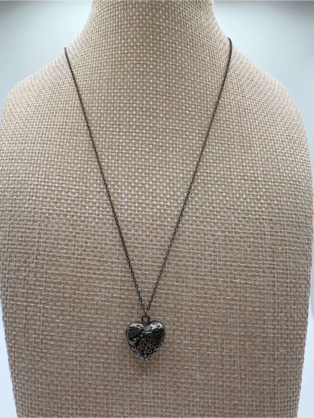 Retired Silpada N2719 Scribed Florence Heart Locket 925 Sterling Necklace